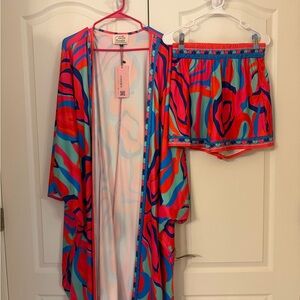 Cutely Covered boutique classy Colorful Abstract Coverup with shorts! 2 piece
